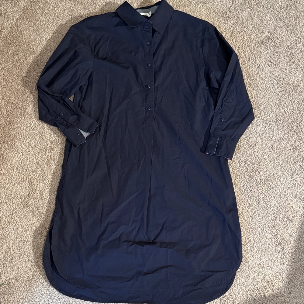 Casual Navy Button Down Shirt Dress